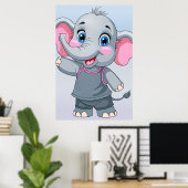 Imaginaire Cartoon Baby Elephant Poster (Bureau à domicile)