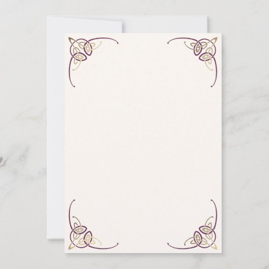 Imaginaire Celtic Médieval Faire-part de mariage (Dos)