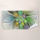 Imaginaire coloré Fleur moderne Abstrait Fractal (Serviette de bain)