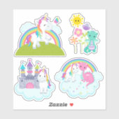 Imaginaire de dessin mignon Unicornes et Stickers (Feuille)