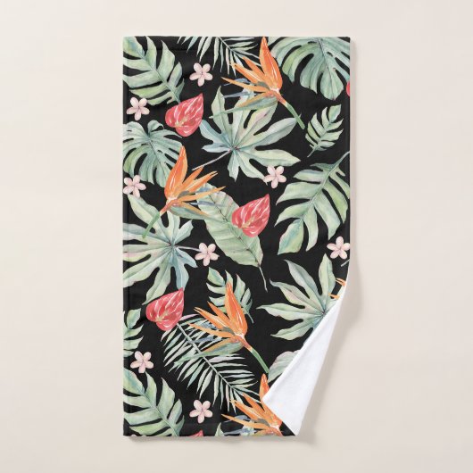 Imaginaire de feuillage à fleurs de Tropiques fonc (Serviette à main)