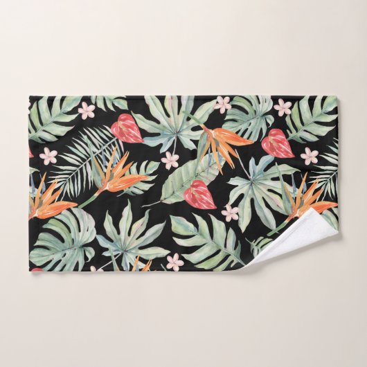 Imaginaire de feuillage à fleurs de Tropiques fonc (Serviette à main)