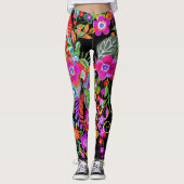Imaginaire de fleurs sur les Leggings noirs (Devant)