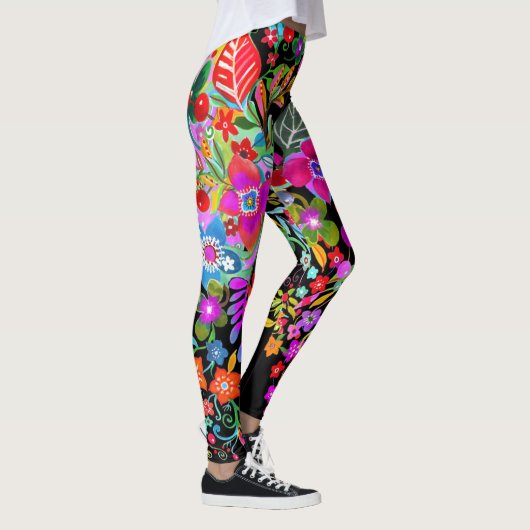 Imaginaire de fleurs sur les Leggings noirs (Droite)