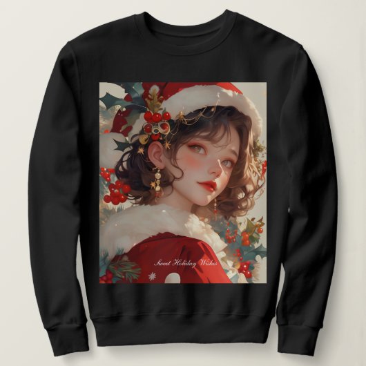 Imaginaire de Noël : Femme romantique Sweatshirt d (Design devant)