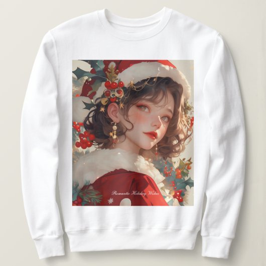 Imaginaire de Noël : Femme romantique Sweatshirt d (Design devant)