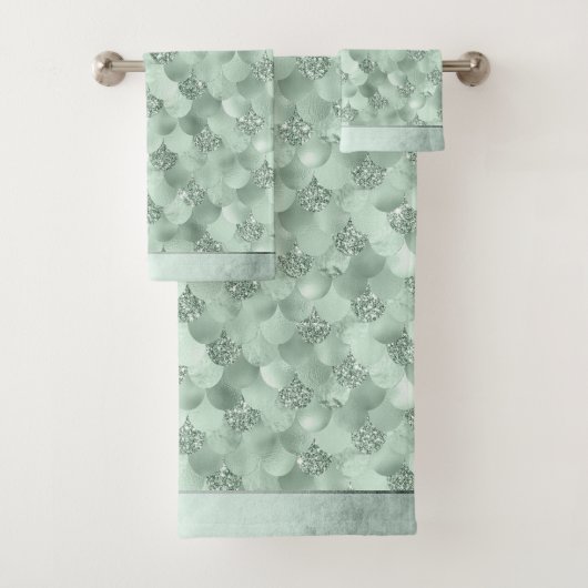 Imaginaire de sirène | Sage Mint Green Scale Motif (En situation)