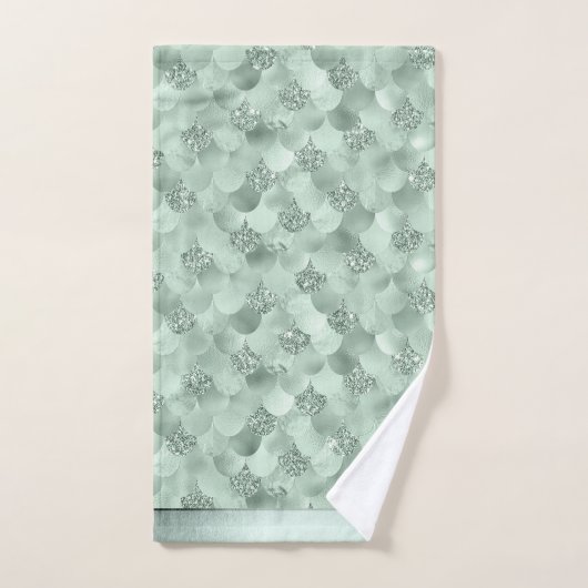 Imaginaire de sirène | Sage Mint Green Scale Motif (Serviette à main)