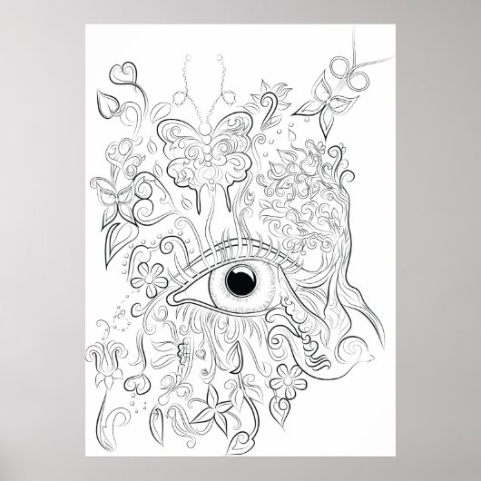 Imaginaire dessin oeil pour adultes affiche de col (Devant)