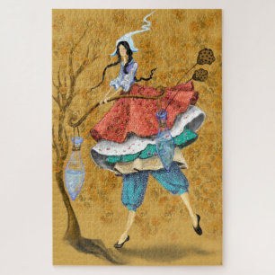 Imaginaire fille d'automne Jigsaw Puzzle peinture