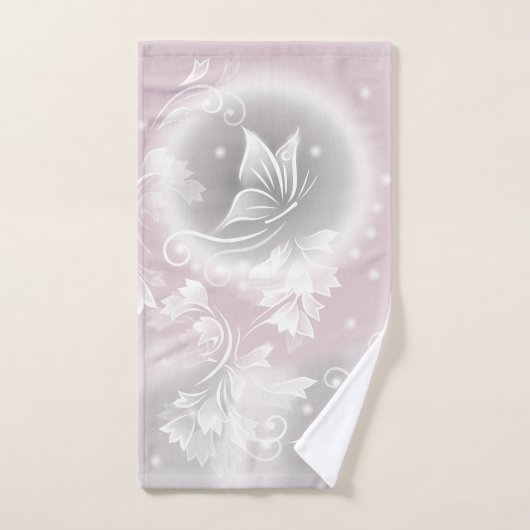 Imaginaire floral blanc gris (Serviette à main)