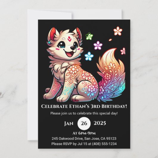 Imaginaire Floral Pup Invitation Anniversaire (Devant)