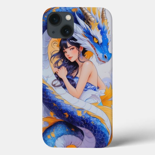 Imaginaire Girl & Blue Dragon coque iphone (Verso)