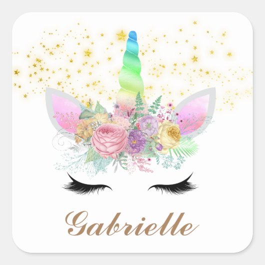 imaginaire mignon licorne ajouter nom autocollant (Devant)