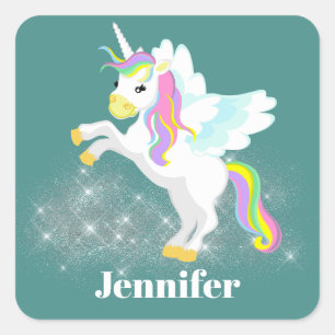 Imaginaire mignon licorne ajouter nom autocollant