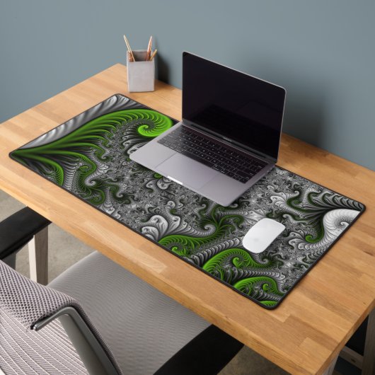 Imaginaire Monde Vert Et Gris Art Fractal Abstrait (Bureau 2)