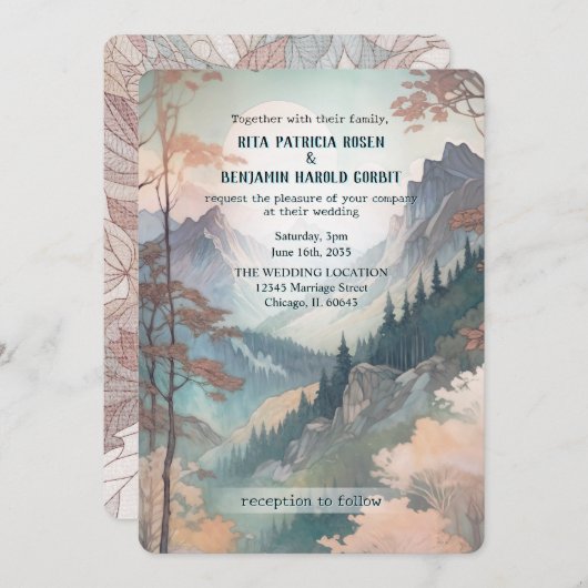 Imaginaire Mountain Faire-part de mariage (Devant / Derrière)