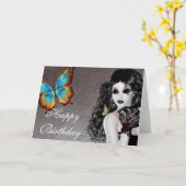 Imaginaire Papillon Goth Femme Carte d'anniversair (Fleur jaune)