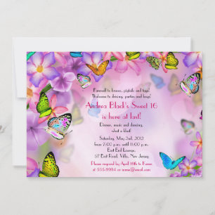 Imaginaire Papillons Fleurs doux 16 Invitation