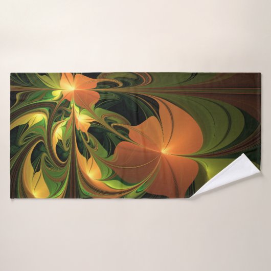 Imaginaire Plante Abstrait rouille verte Brown fra (Serviette de bain)