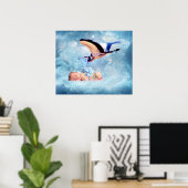 Imaginaire poster chambre bébé et cigogne (Bureau à domicile)