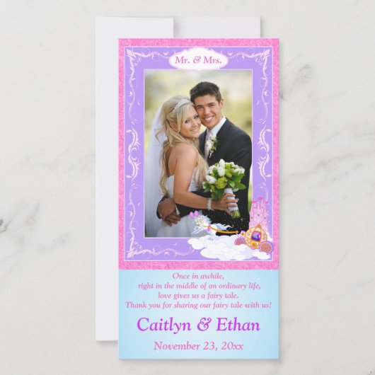 Imaginaire rose, violet Fairy Tale Mariage Carte (Devant)