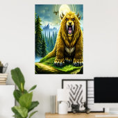Imaginaire sabertooth doré | AI Art Poster (Bureau à domicile)
