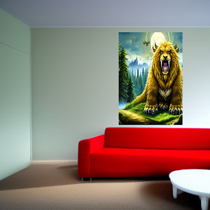 Imaginaire sabertooth doré AI Art Poster