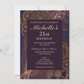 Imaginaire Steampunk Invitation d'anniversaire Vin (Devant)