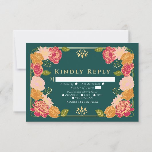 Imaginaire vert Enchantée Mariage de jardin RSVP (Devant)