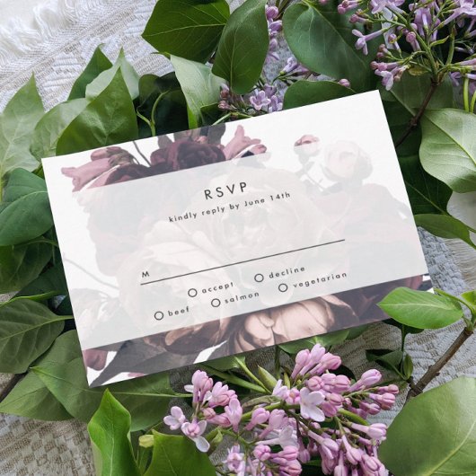 Imaginaire violet Floral Rose mariage carte RSVP