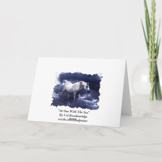 Imaginaire White Horse & Ocean Surf Carte d'annive (Dos)