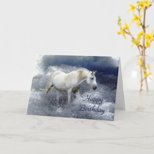 Imaginaire White Horse & Ocean Surf Carte d'annive (Fleur jaune)