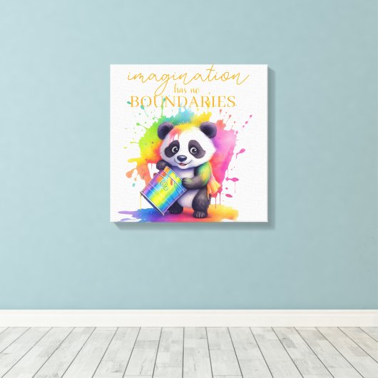 Imagination Has No Boundaries — Kids’ Room Poster Canvas Afdruk (Insitu (Houten vloer))