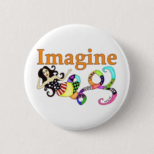 Imagine Mermaid Round Ronde Button 5,7 Cm (Voorkant)
