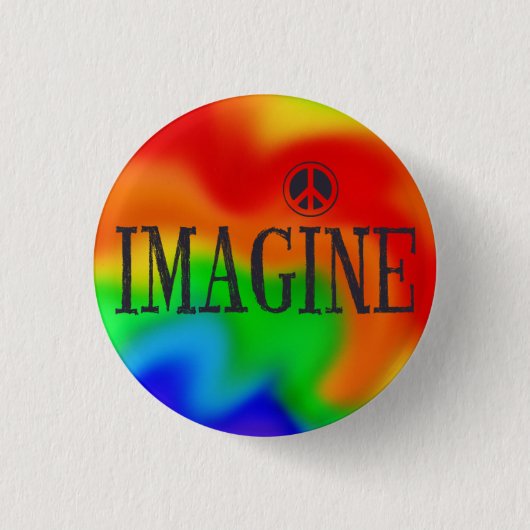 Imagine Peace Rainbow Stropdas-Dye-knop Ronde Button 3,2 Cm (Voorkant)