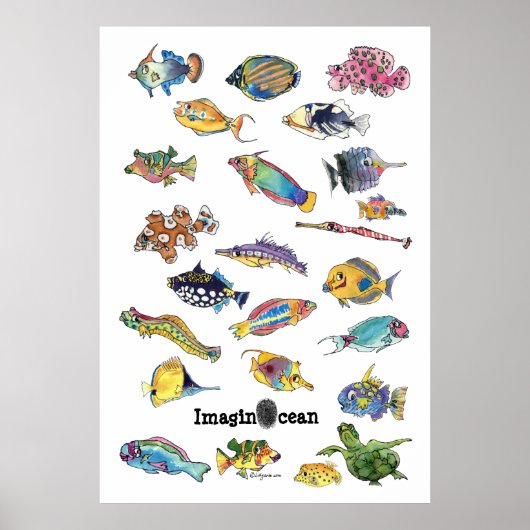 ImaginOcean Cartoon Fish Art Poster (Voorkant)
