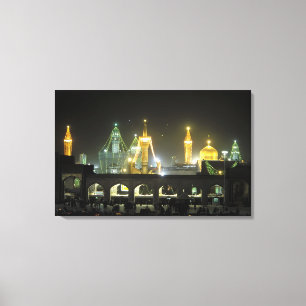 Imam Reza-heiligdomcomplex 's nachts, Mashhad, Canvas Afdruk