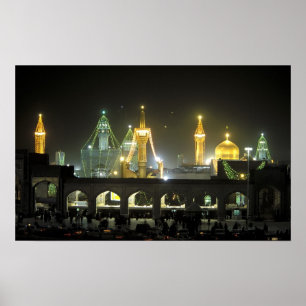 Imam Reza Shrine Complex 's nachts in Mashhad Poster