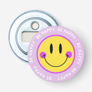 Imán Abrebotellas con Diseño Carita "Be Happy" Button Flesopener