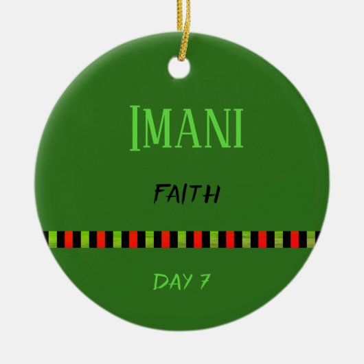 Imani - Kwanzaa Dag 7 Groen Keramisch Ornament (Voorkant)