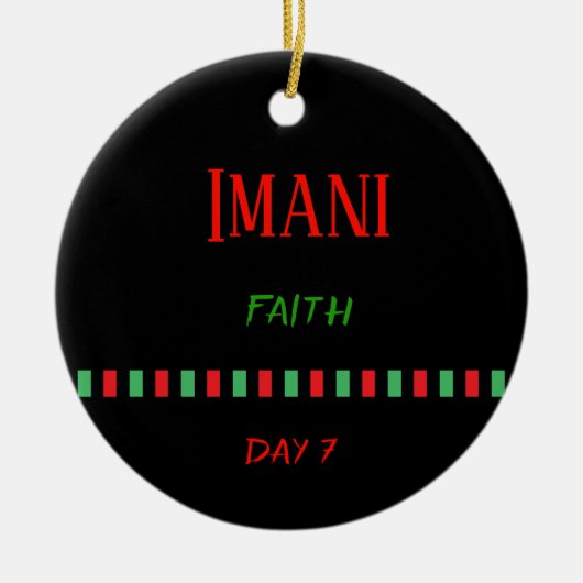 Imani - Kwanzaa Dag 7 | Versiering Keramisch Ornament (Voorkant)