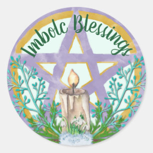 Imbolc Blessings Celtic Wicca Holiday Pentacle Ronde Sticker