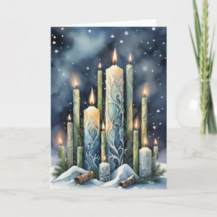 Imbolc Candlemas Winter Forest Candles Wiccan Feestdagen Kaart