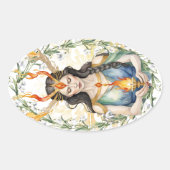 Imbolc Floral Goddess Wiccan Vakantie Ovale Sticker (Voorkant)