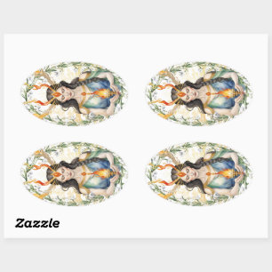 Imbolc Floral Goddess Wiccan Vakantie Ovale Sticker