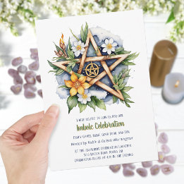 Imbolc Floral Snowy Pentacle Wiccan Vakantie Kaart