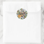 Imbolc Floral Snowy Pentacle Wiccan Vakantie Ronde Sticker (Tas)