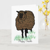 Imbolc Gebreid Schaap Kaart (Gele Bloem)