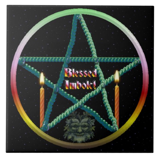 Imbolc Pentacle Tegeltje (Voorkant)